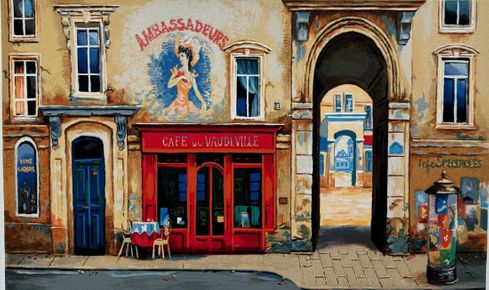 Alexander Borewko Hand Signed Limited Edition Serigraph:"Cafe Du Vaudeville"