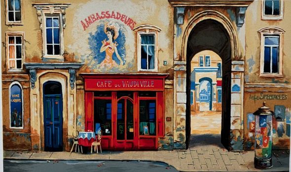 Alexander Borewko Hand Signed Limited Edition Serigraph:"Cafe Du Vaudeville"