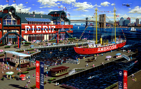 Alexander Chen Limited Edition Mixed Giclee:"South Street Seaport"