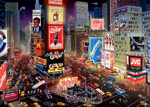 Alexander Chen Limited Edition Mixed Media:"An Evening In Times Square"
