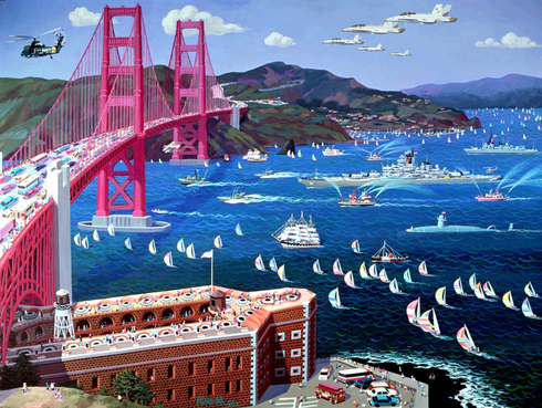 Alexander Chen Limited Edition Mixed Media:"Golden Gate"