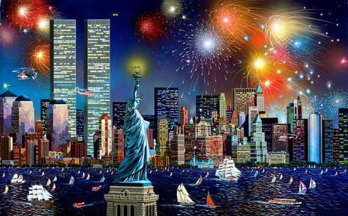 Alexander Chen Limited Edition Mixed Media:"Manhattan Celebration"