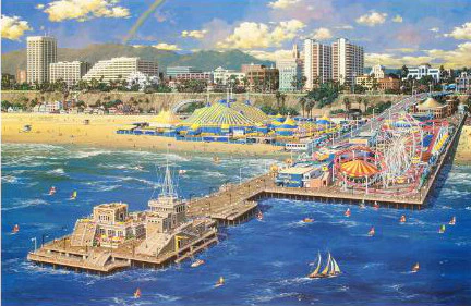 Alexander Chen Limited Edition Mixed Media on Paper: "Santa Monica Pier" Alexander Chen Limited Edition Mixed Media on Paper: "Santa Monica Pier"