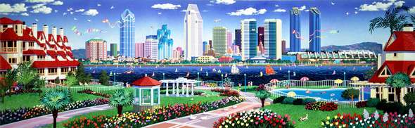 Alexander Chen Limited Edition Mixed Media:"San Diego Panorama"