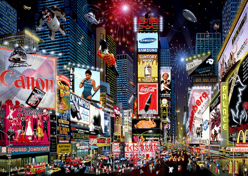 Alexander Chen Limited Edition Mixed Media:"Times Square Parade"