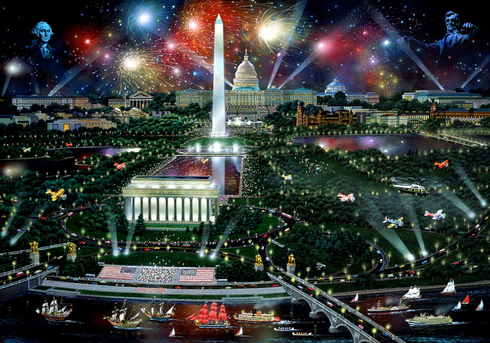 Alexander Chen Limited Edition Mixed Media:"Washington Celebration"