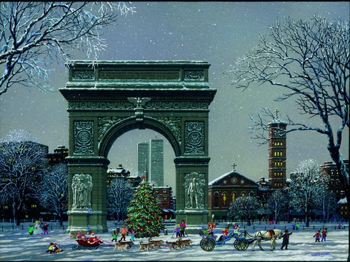 Alexander Chen Limited Edition Mixed Media:"Washington Square Park"