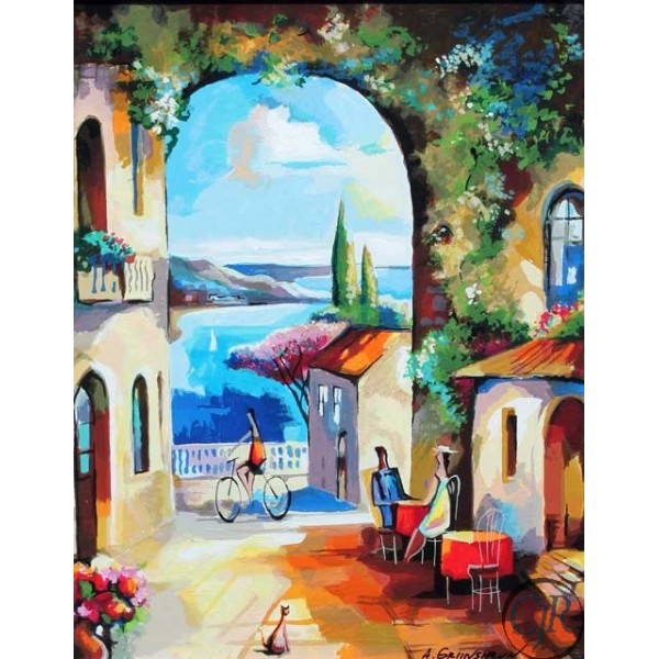 Alexander Grinshpun HE Serigraph on Wood:"Archway to Paradise"