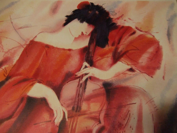 Alexander Klevan Serigraph on Paper:"Cellist II"