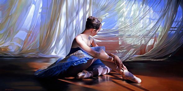 Alexander Sheversky Hand Signed and Numbered Limited Edition Canvas Giclee:"Enchanted Moment"