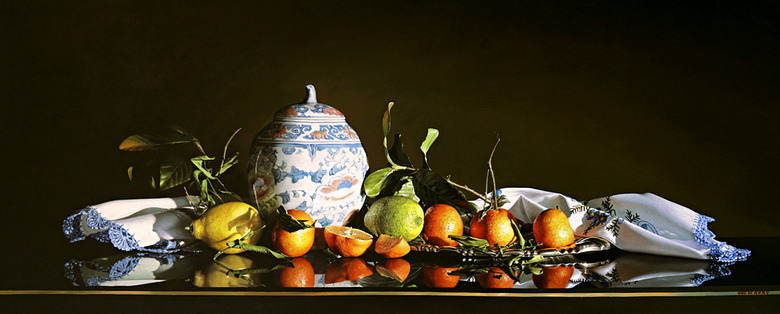 Alexander Sheversky Hand Signed and Numbered Limited Edition Canvas Giclee:"Exotic Still Life"