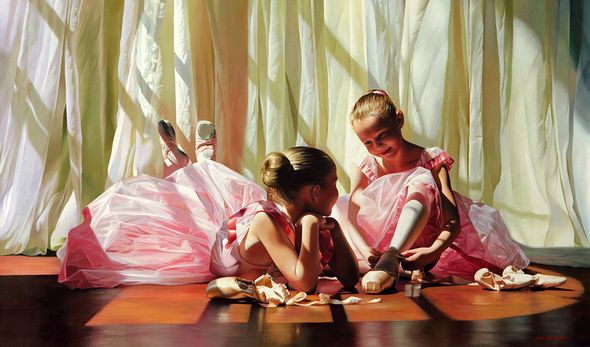 Alexander Sheversky Hand Signed and Numbered Limited Edition Canvas Giclee:"Petite Dancers"