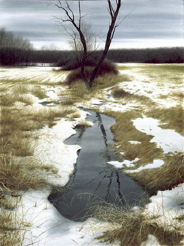 Alexander Volkov Handsigned and Numbered Collectors Editions Giclee on Canvas: "March Brook"