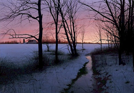 Alexander Volkov Handsigned and Numbered Limited Giclee on Canvas: "December Nightfall"