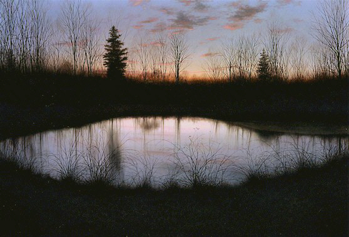 Alexander Volkov Handsigned and Numbered Limited Giclee on Canvas: "Night Pond"
