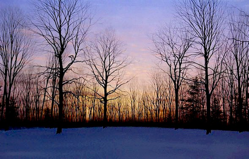 Alexander Volkov Handsigned and Numbered Limited Giclee on Canvas: "Winter Evening"