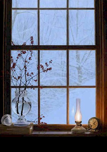 Alexander Volkov Handsigned and Numbered Limited Giclee on Canvas: "Winter Window"