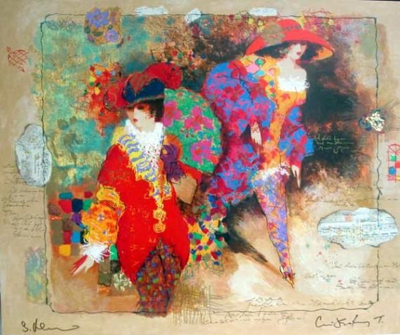 Alexander Wissotzky Hand Signed and Numbered Limited Edition Embellished Serigraph on Wood: " Passing Thought "