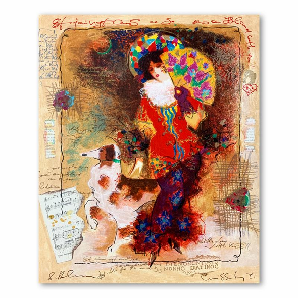 Alexander & Wissotzky Limited Edition 13 x 16.5 serigraph:"Lady with Dog"