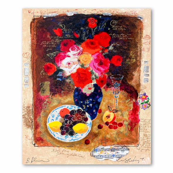 Alexander & Wissotzky Limited Edition 15.5 x 19.5 serigraph:"Roses My Little Girl"