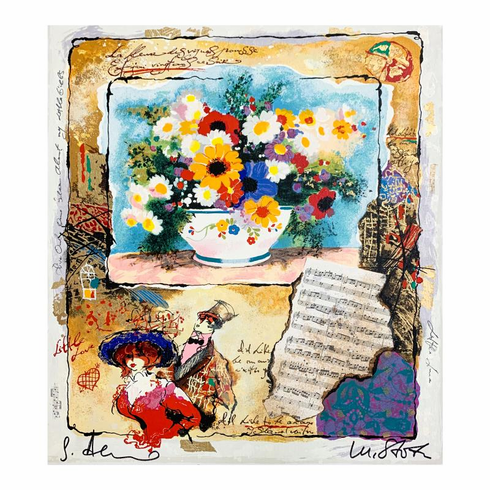 Alexander & Wissotzky Limited Edition 18 x 21.5 serigraph:"Love Flowers"