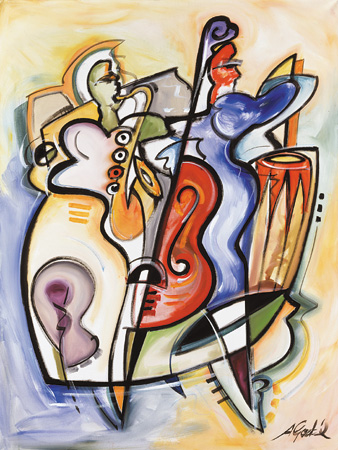 Alfred Gockel Handsigned and Numbered Limited Edition Giclee on Canvas:"All That Jazz"