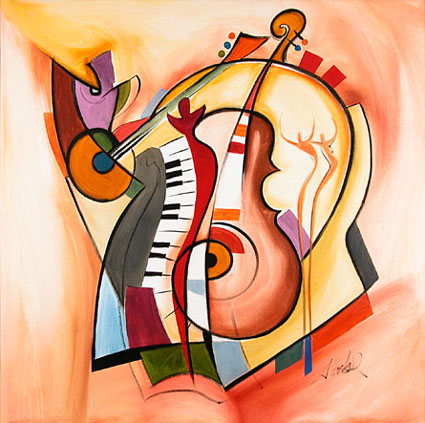 Alfred Gockel Handsigned and Numbered Limited Edition Giclee on Canvas:"Music is my Life"