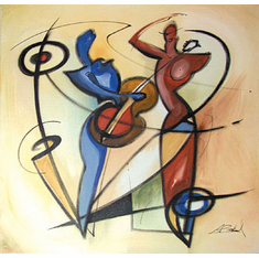 Alfred Gockel Handsigned and Numbered Limited Edition Giclee on Canvas:"Rhythm & Blues"
