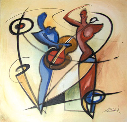 Alfred Gockel Handsigned and Numbered Limited Edition Giclee on Canvas:"Rhythm & Blues"