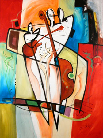 Alfred Gockel Handsigned and Numbered Limited Edition Giclee on Canvas:"The Beginning of Love & Music" all
