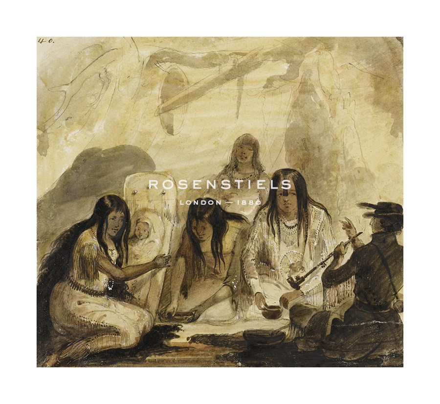 Alfred Jacob Miller Hand Numbered Limited Edition Print on Paper :"Indian Hospitality, Conversing with Signs"
