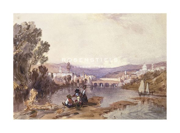 Alfred Vickers Hand Numbered Limited Edition Print on Paper :"Figures Beside The Arno Near Florence"