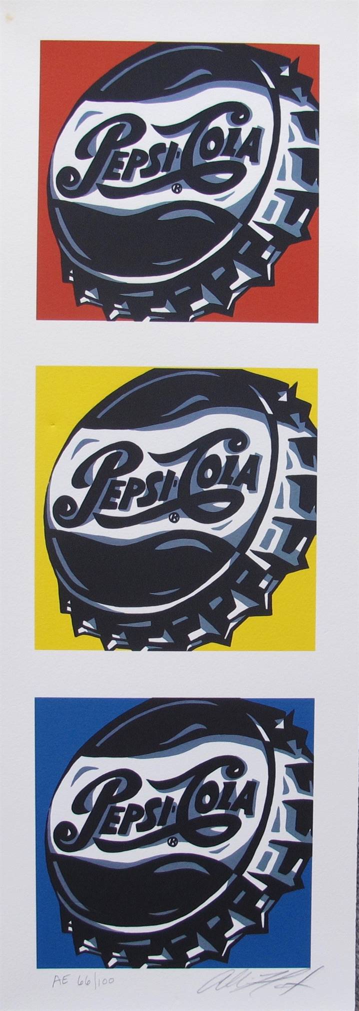 Allison Lefcourt Hand Signed Limited Edition Lithograph:"Allison Lefcort Pepsi Cola"