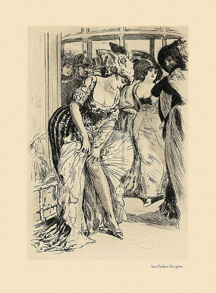 Almery Lobel-Riche Hand Numbered Limited Edition Print on Paper :"Aux Folies Bergere"