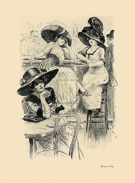 Almery Lobel-Riche Hand Numbered Limited Edition Print on Paper :"Maxim's Bar"