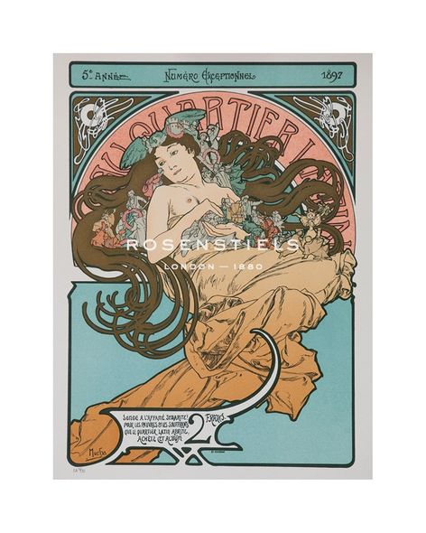 Alphonse Mucha Hand Numbered Limited Edition Print on Paper :"Au Quartier Latin, 12, 1982"