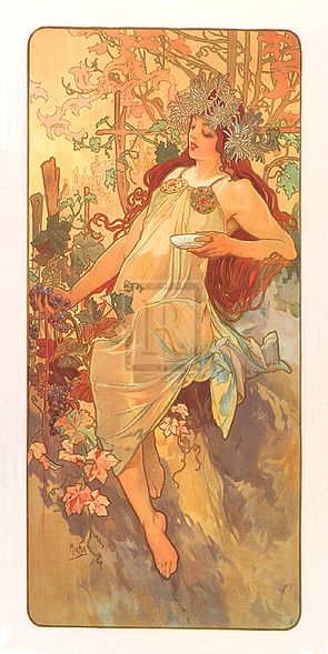 Alphonse Mucha Hand Numbered Limited Edition Print on Paper :"Autumn"