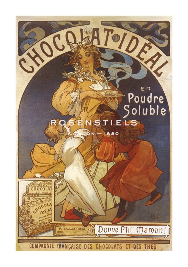 Alphonse Mucha Hand Numbered Limited Edition Print on Paper :"Chocolat Ideal"