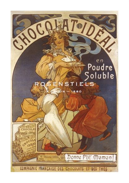 Alphonse Mucha Hand Numbered Limited Edition Print on Paper :"Chocolat Ideal"