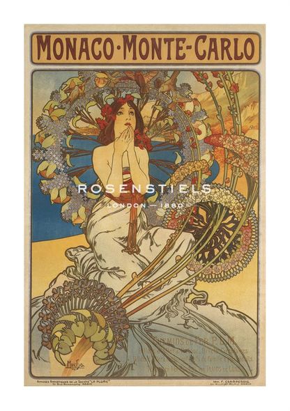 Alphonse Mucha Hand Numbered Limited Edition Print on Paper :"Monaco Monte-Carlo"