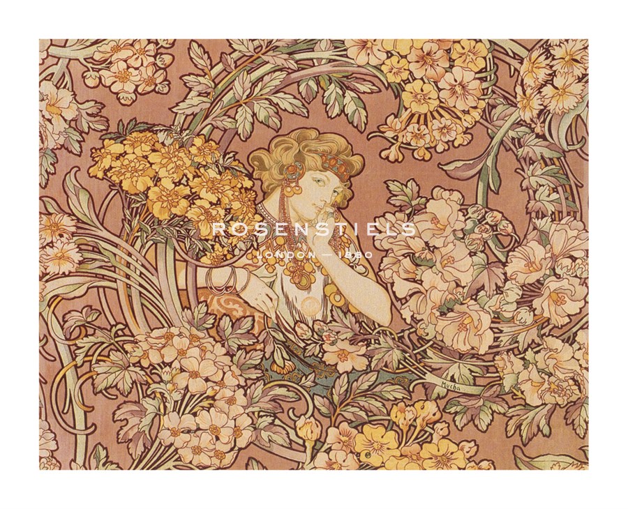 Alphonse Mucha Hand Numbered Limited Edition Print on Paper :"Redhead Among Flowers"