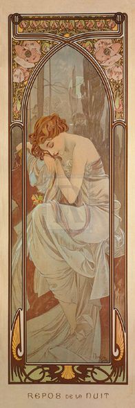 Alphonse Mucha Hand Numbered Limited Edition Print on Paper :"Repos De La Nuit"