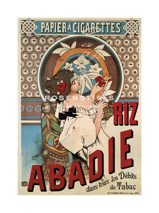Alphonse Mucha Hand Numbered Limited Edition Print on Paper :"Riz Abadie Cigarette Rolling Paper, 1898"