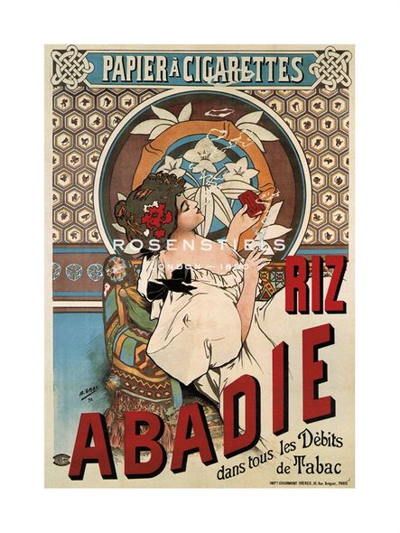 Alphonse Mucha Hand Numbered Limited Edition Print on Paper :"Riz Abadie Cigarette Rolling Paper, 1898"