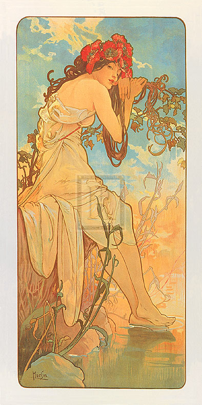 Alphonse Mucha Hand Numbered Limited Edition Print on Paper :"Summer"
