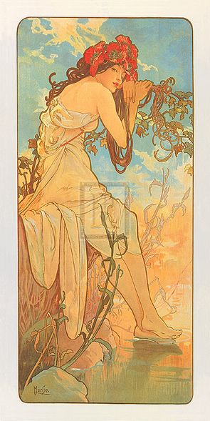 Alphonse Mucha Hand Numbered Limited Edition Print on Paper :"Summer"