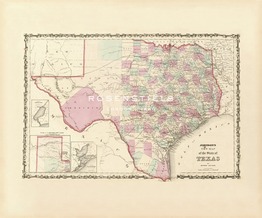Alvin Jewett Johnson Hand Numbered Limited Edition Print on Paper "Map of the State of Texas