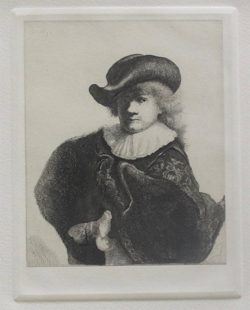 Amand Durand Etching:"Rembrandt Self Portrait In Soft Hat Embroidered Cloak"