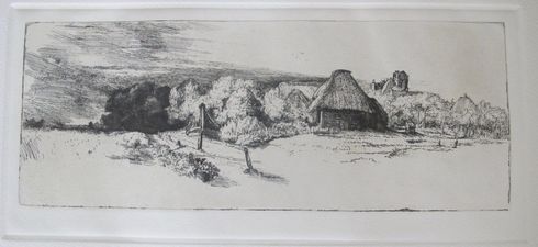 Amand Durand Etching:"Landscape with Trees, Farm Buildings and a Tower" Amand Durand Etching:"Landscape with Trees, Farm Buildings and a Tower"