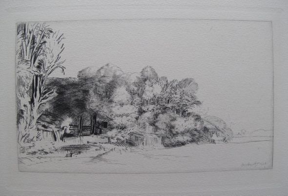 Amand Durand Plate Signed Etching:"Clump Of Trees With A Vista"